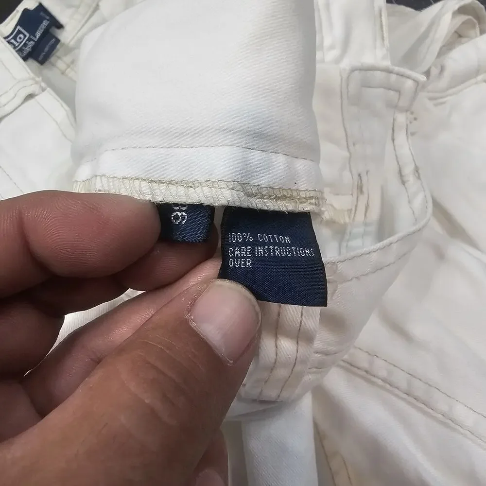 Polo Ralph Lauren Cargo Shorts 36x10 White Utility Streetwear Y2K Loose Wideleg
